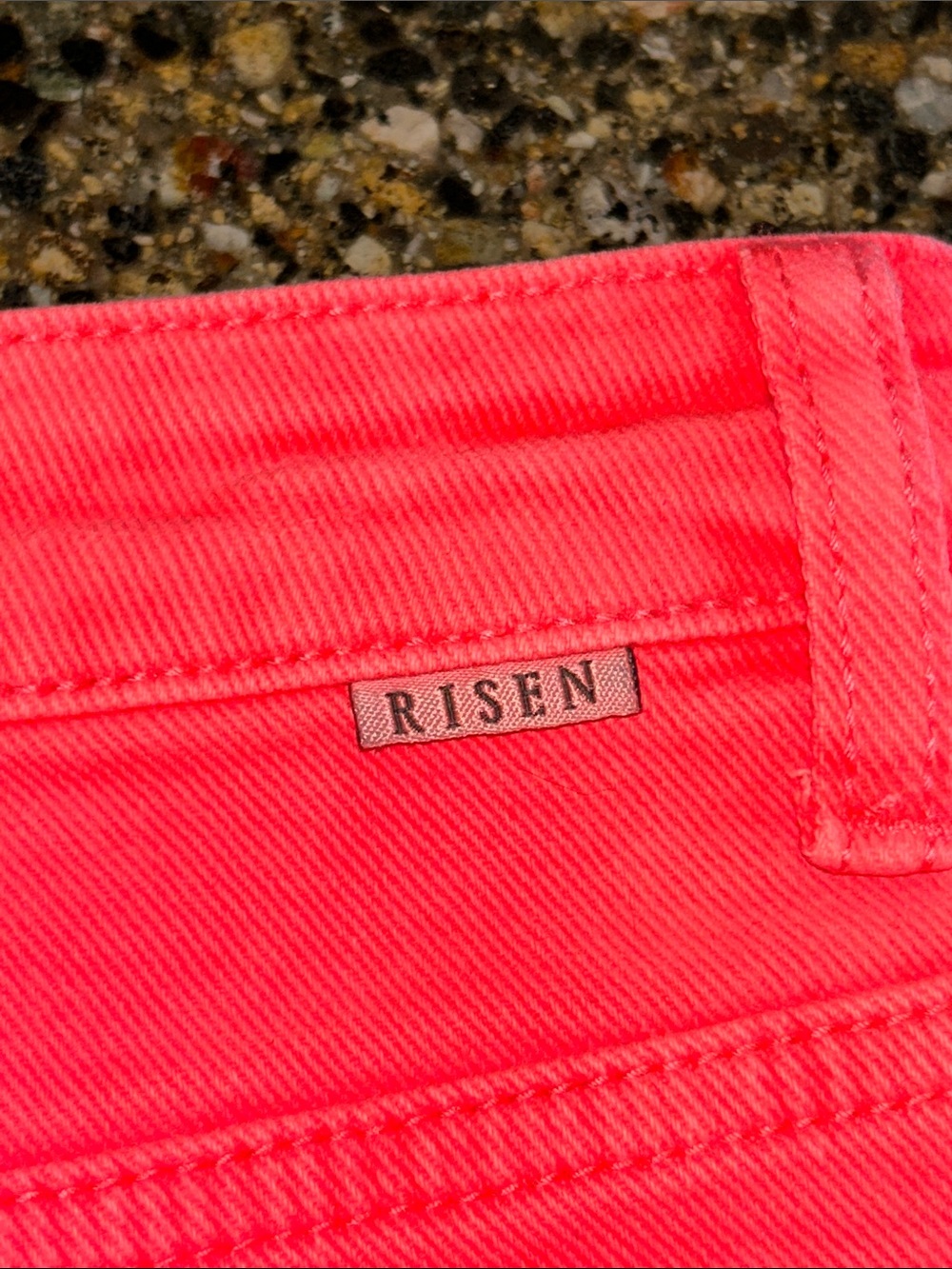 Risen Neon Orange High-Rise Frayed Hem Jean Shorts - Picture 6 of 6